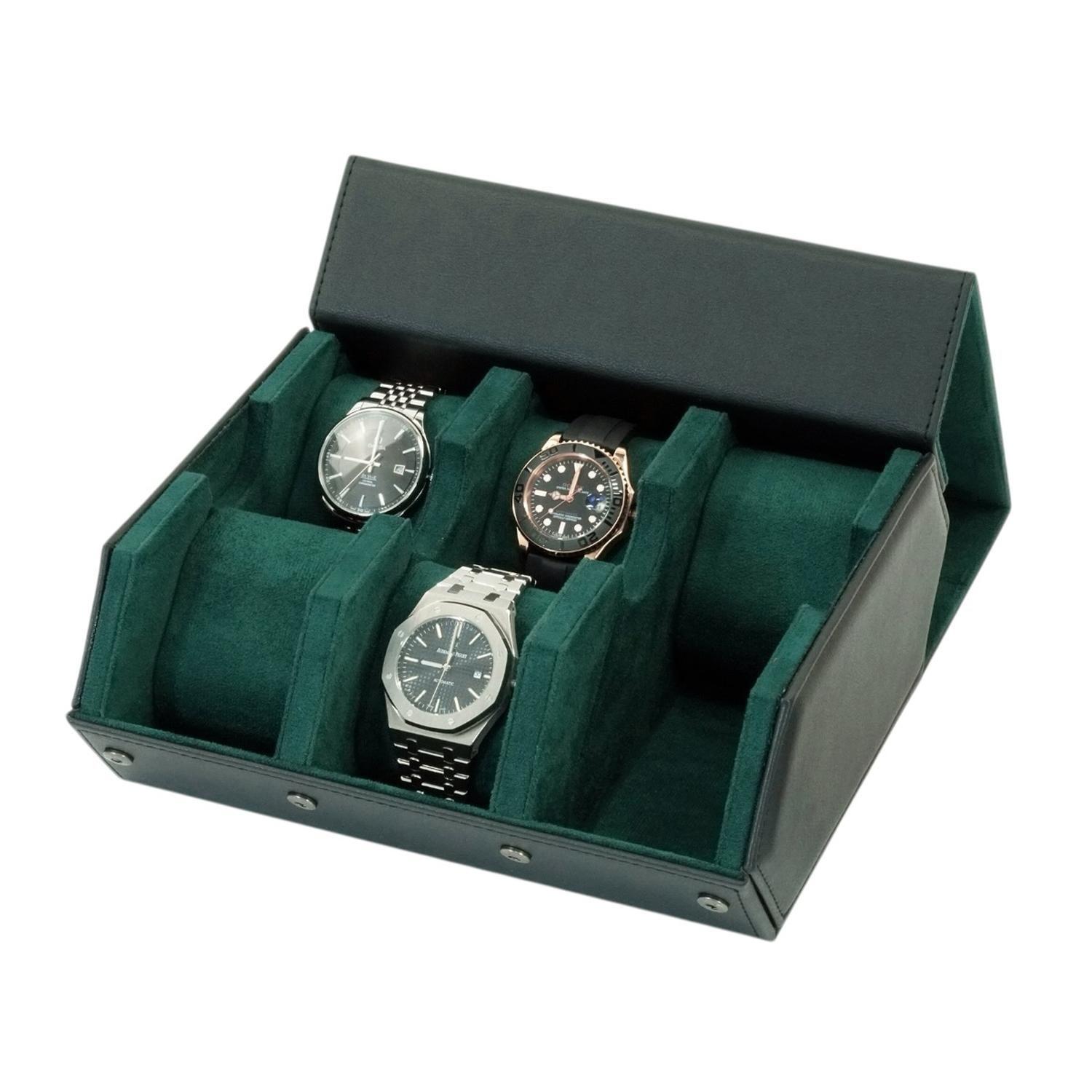 Caja para Relojes Cuero 6 Espacios Hexagonal Negro-6