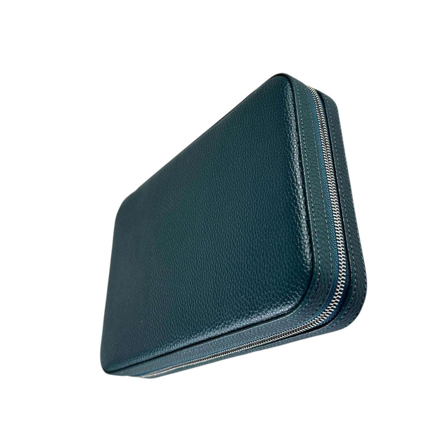 Estuche Organizador Verde con Cierre para Joyas y Reloj-4