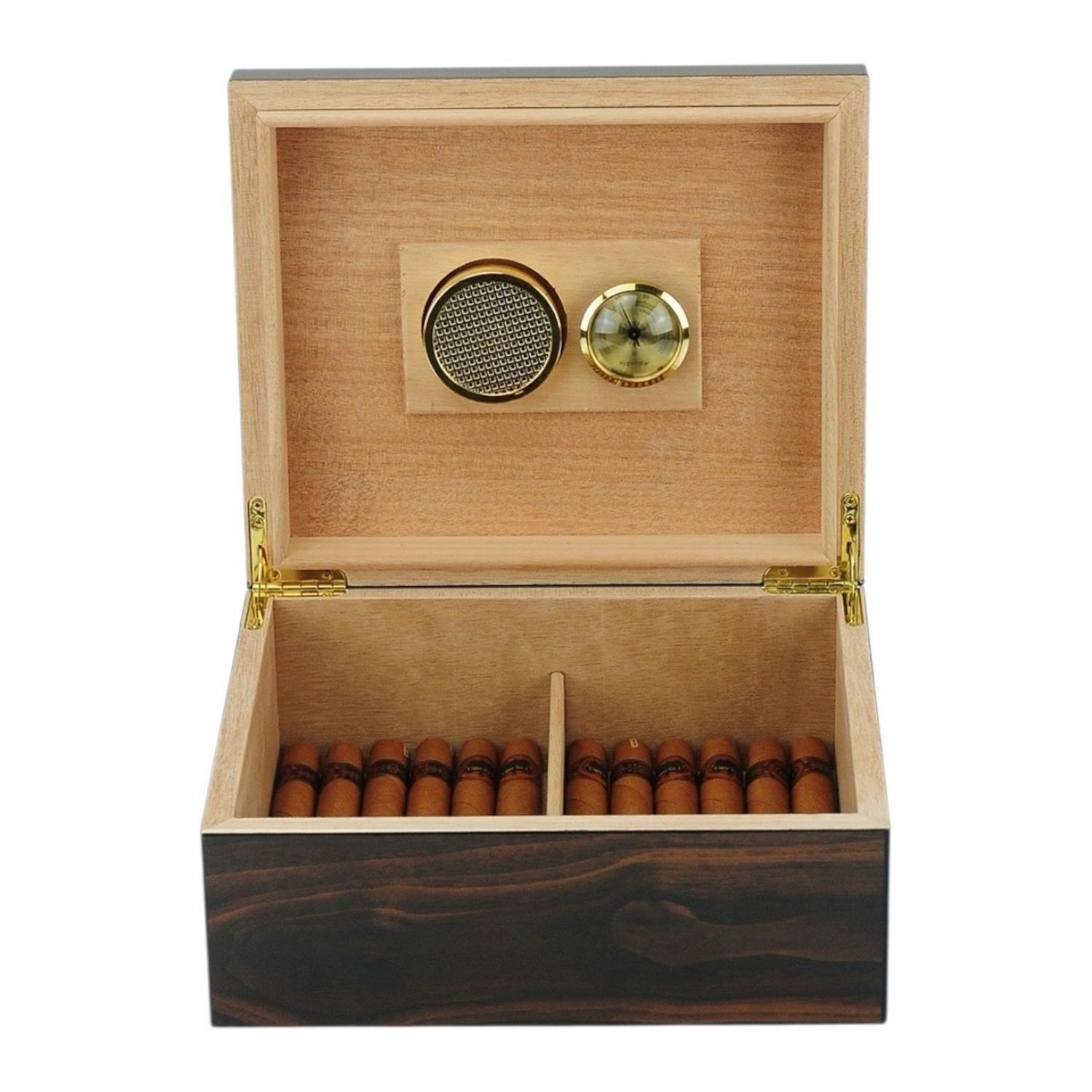 Humidor para 25 Puros Walnut MDF con Higrometro-3