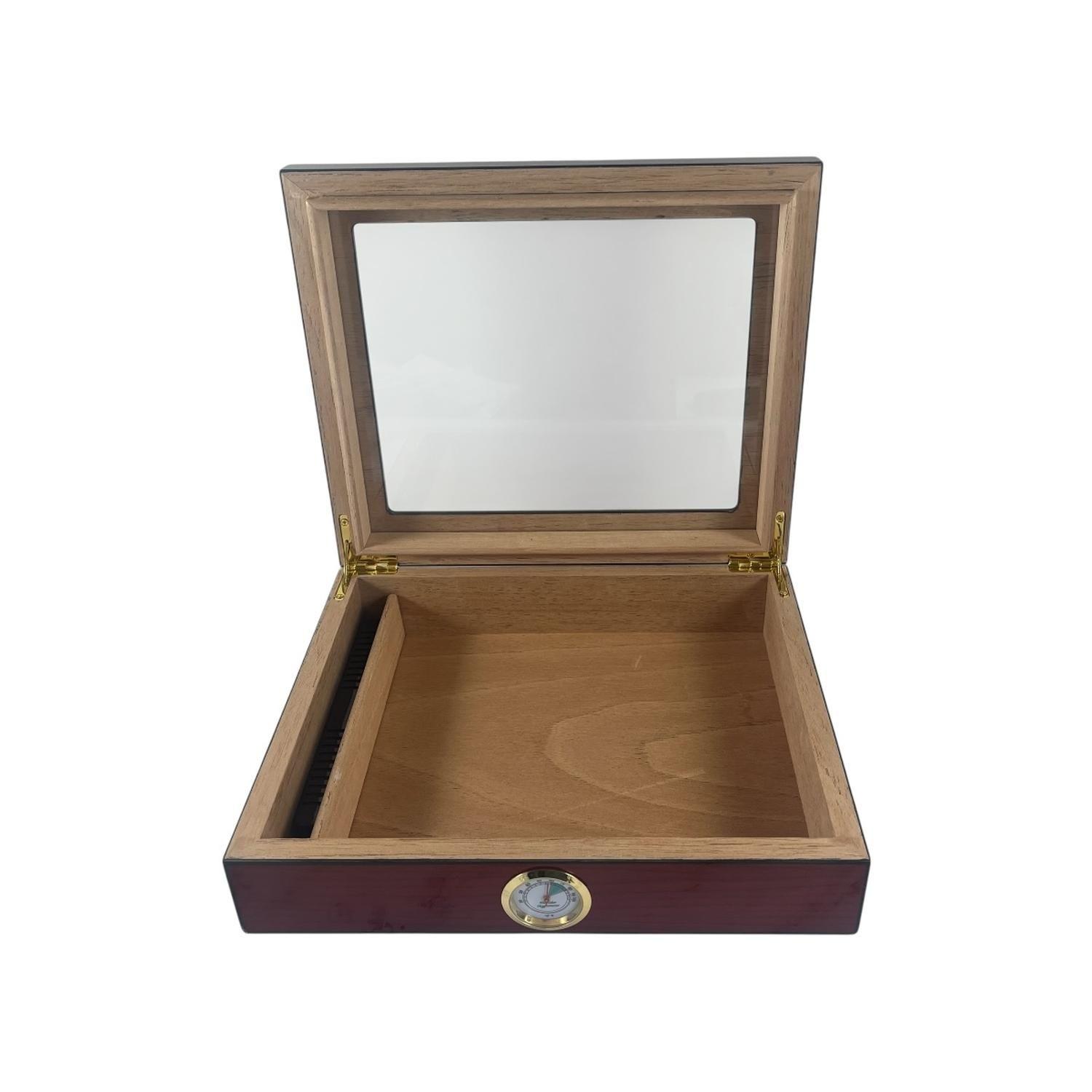 Caja Humidor Para Puros Madera De Cedro Con Higrometro-3