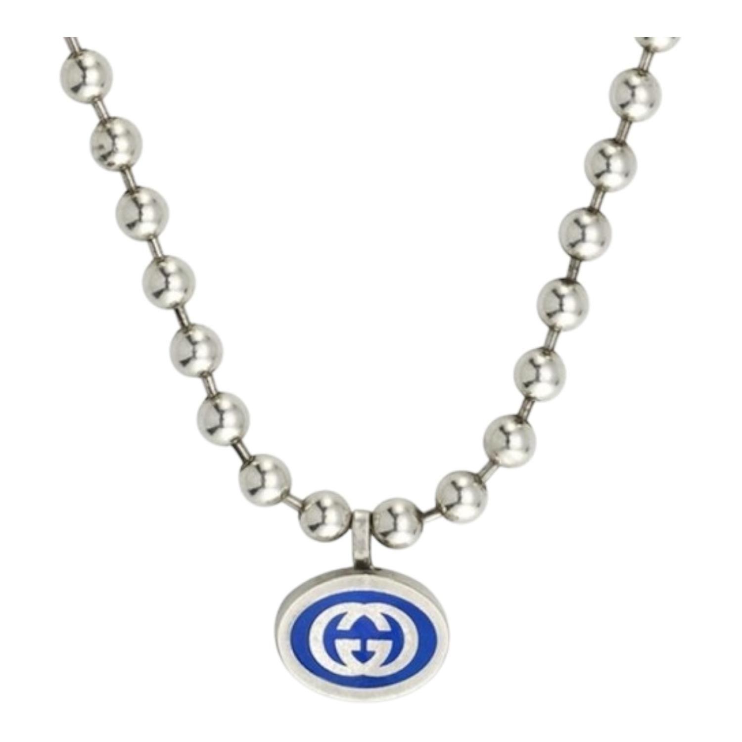 Collar Gucci Unisex Interlocking Plata-0