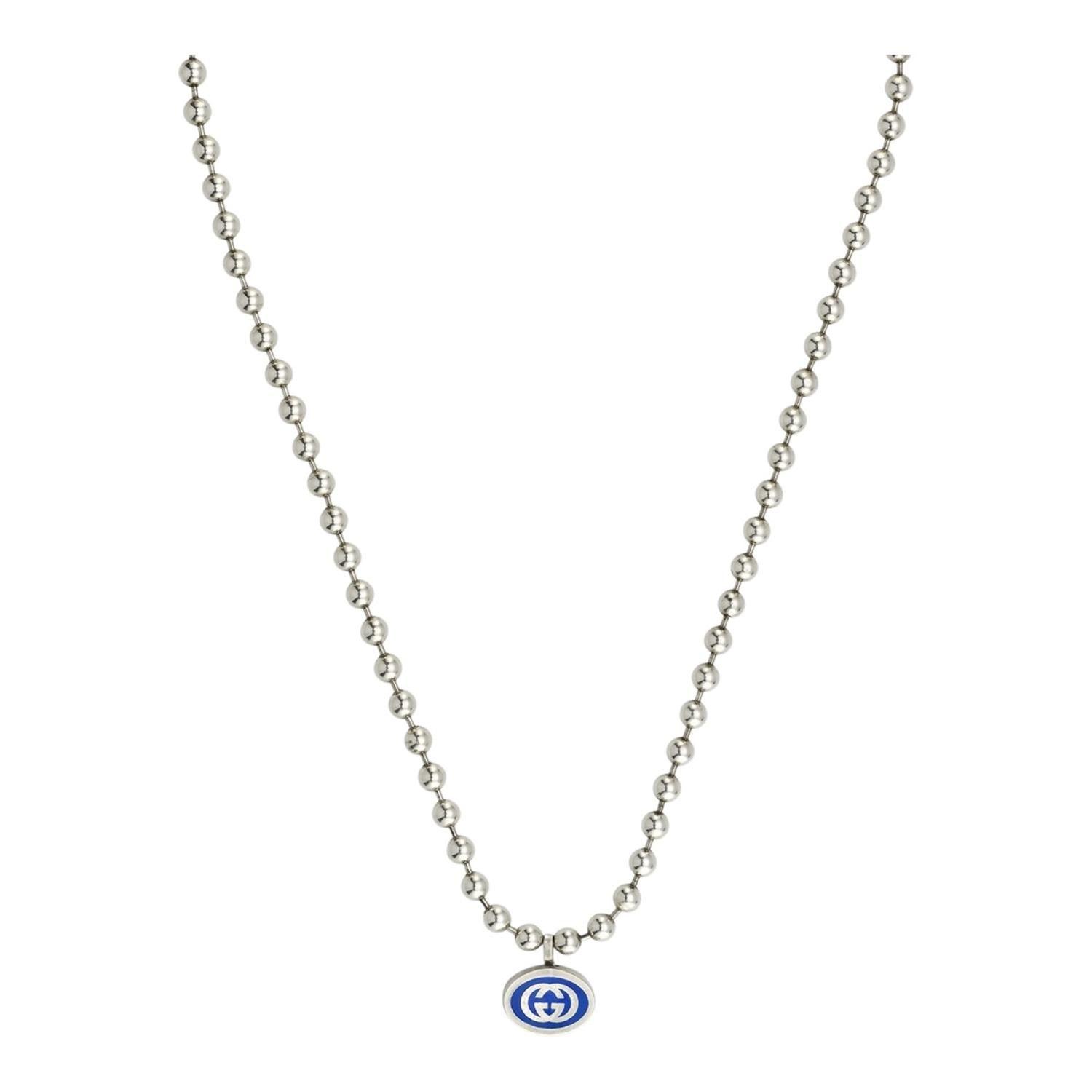 Collar Gucci Unisex Interlocking Plata-1