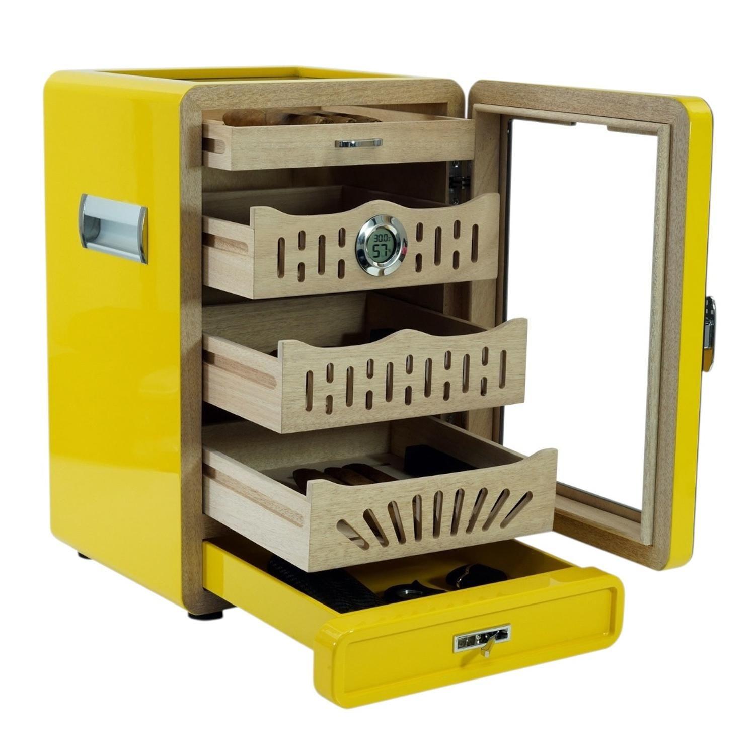 Gabinete Humidor Puros Amarillo Brillo Bandejas-4