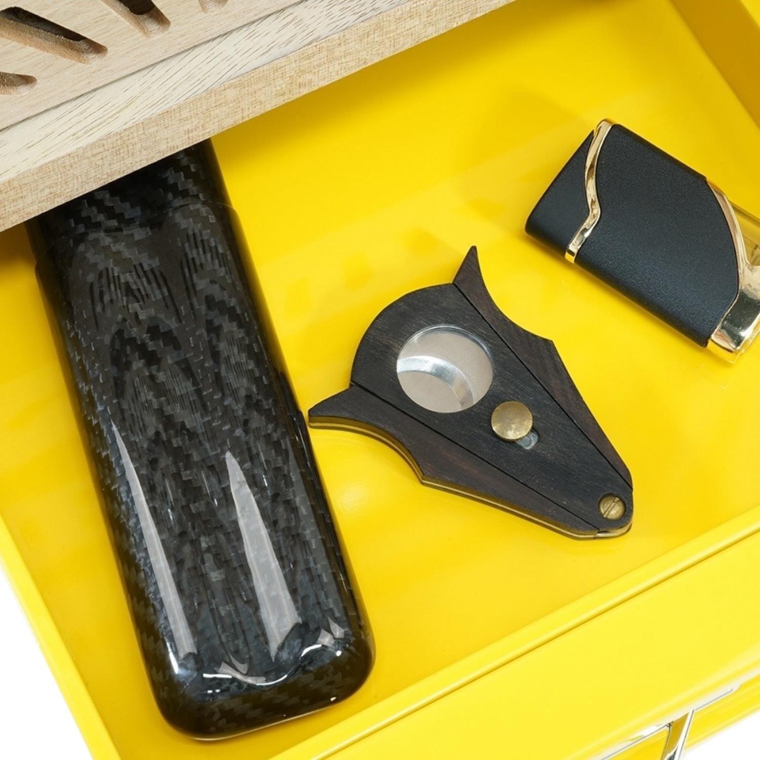 Gabinete Humidor Puros Amarillo Brillo Bandejas-6