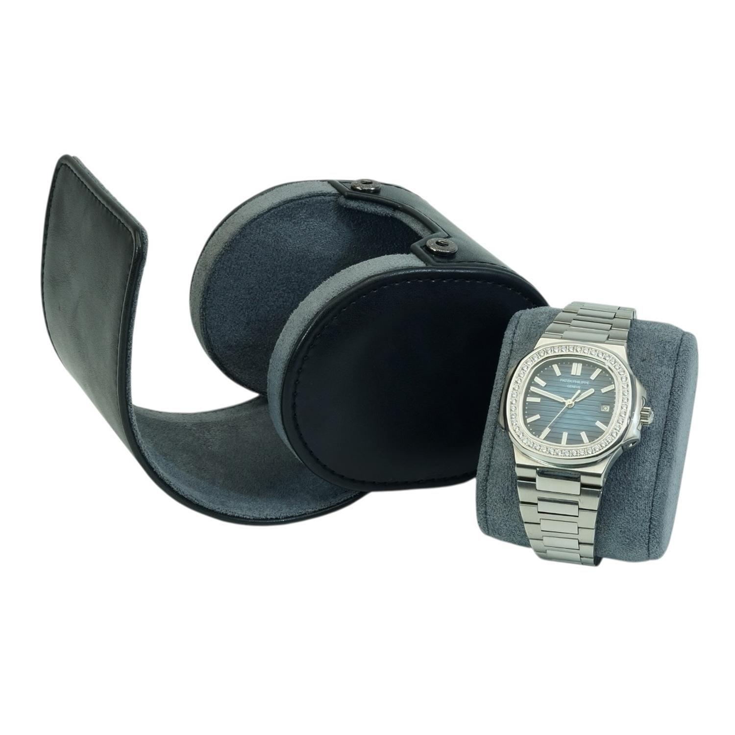 Estuche Reloj Cuero Individual Negro-2