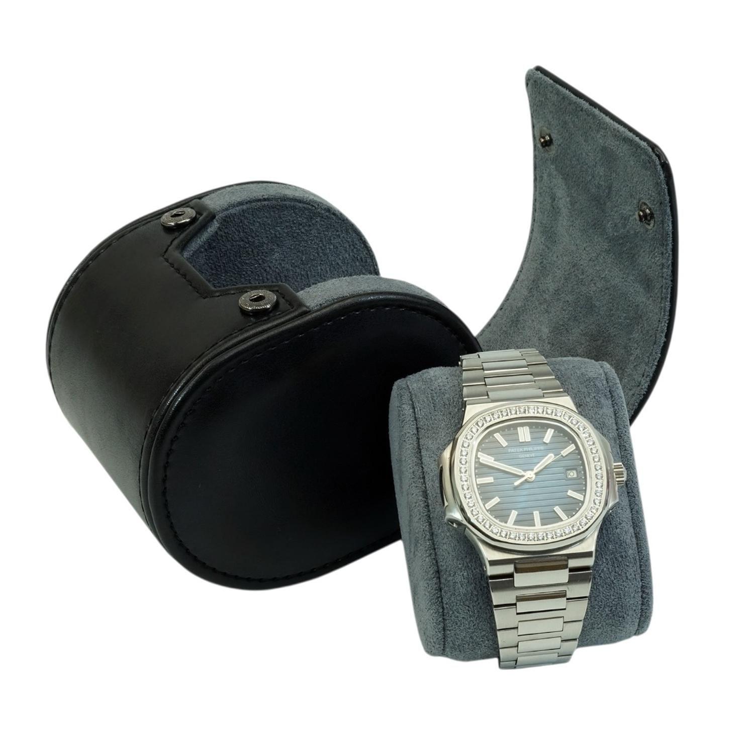 Estuche Reloj Cuero Individual Negro-6