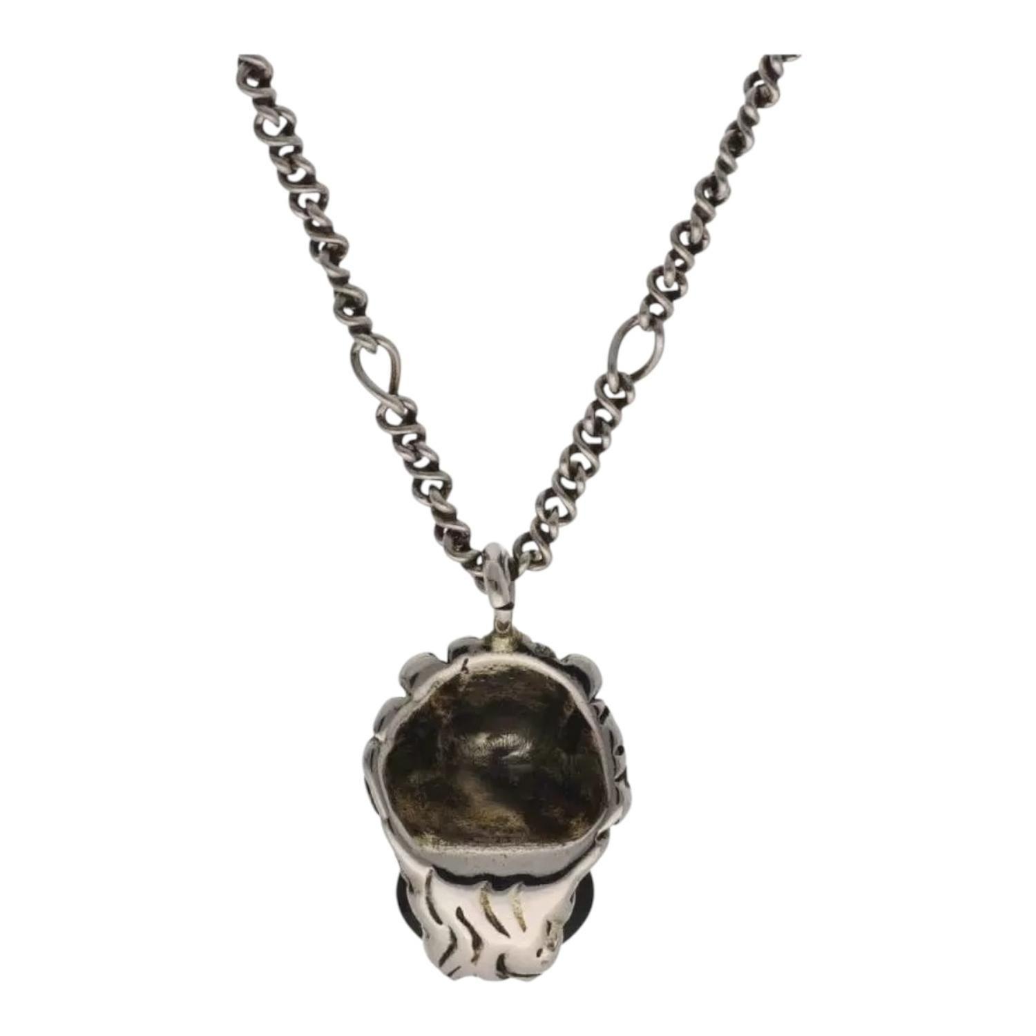 Collar Gucci Unisex Leon Plateado Cristal-2