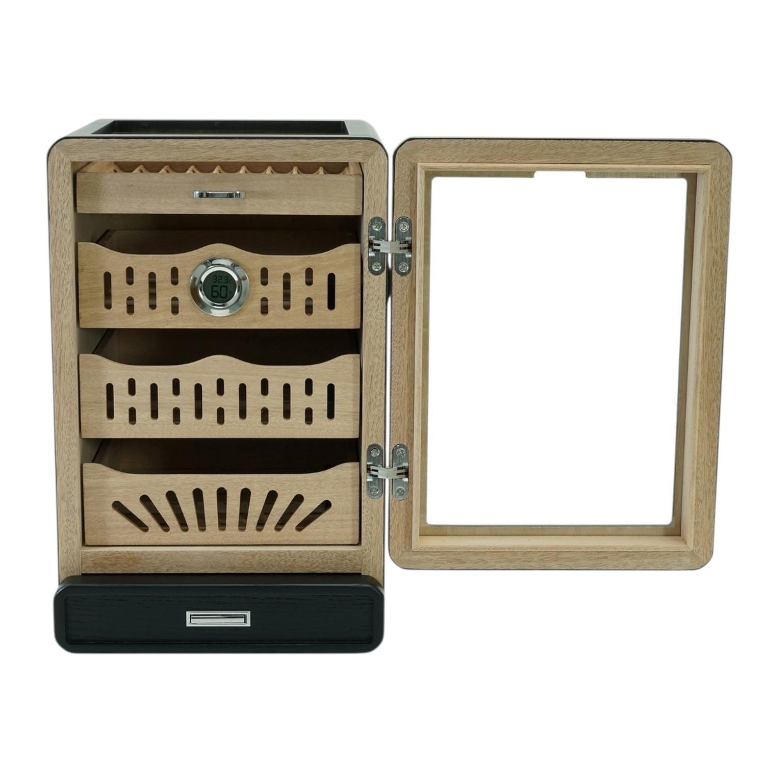 Gabinete Humidor Negro Mate 4 Bandejas y Cajon-4