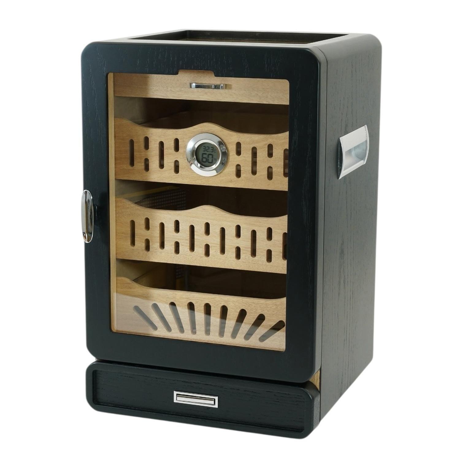 Gabinete Humidor Negro Mate 4 Bandejas y Cajon-5