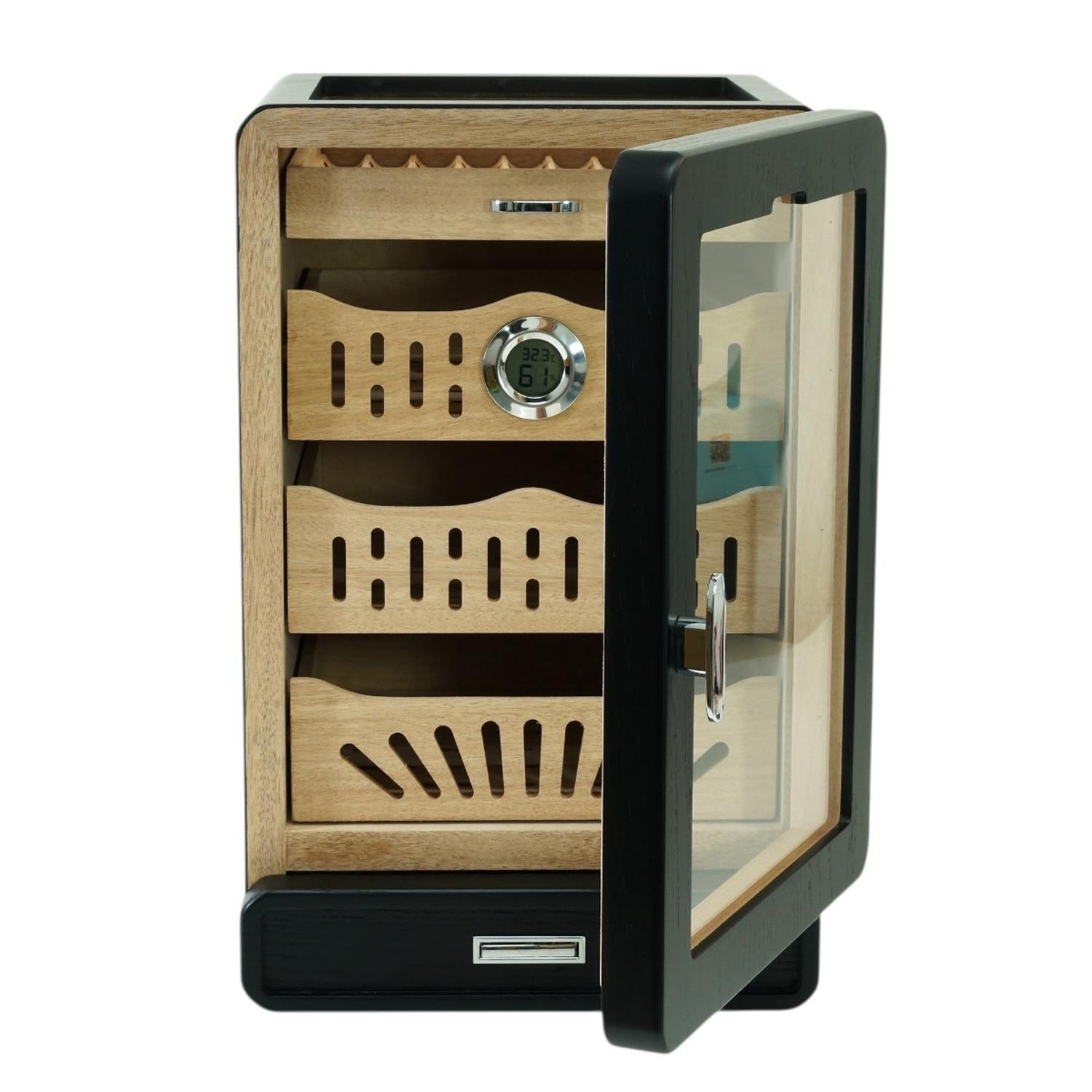 Gabinete Humidor Negro Mate 4 Bandejas y Cajon-6