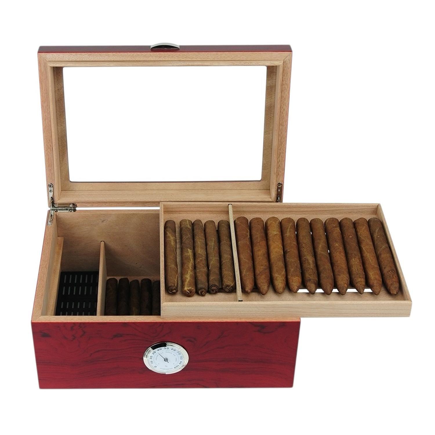 Humidor 100 Puros Bubinga MDF con Bandeja-6