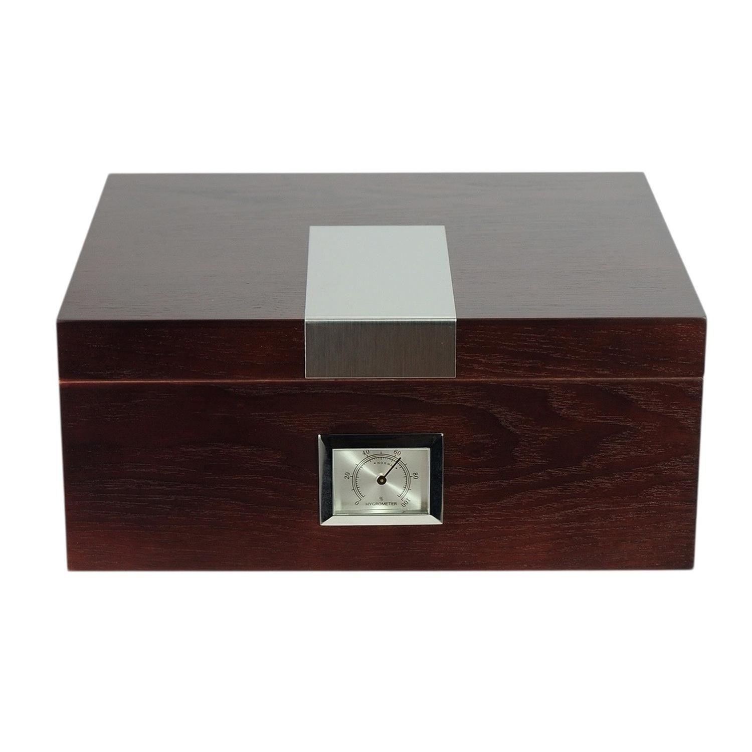 Humidor 25 Puros Antique MDF Caoba Plateado-3
