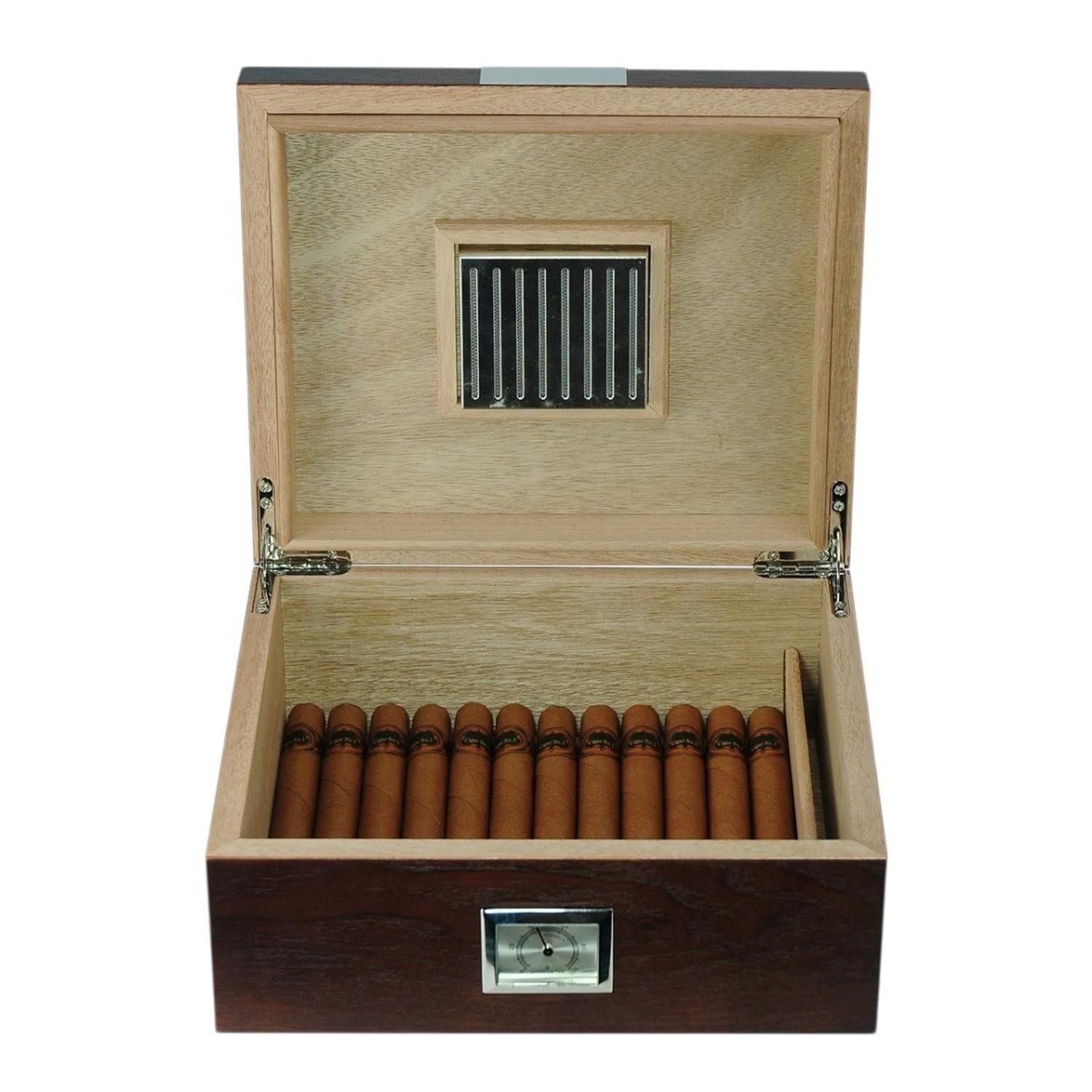 Humidor 25 Puros Antique MDF Caoba Plateado-4