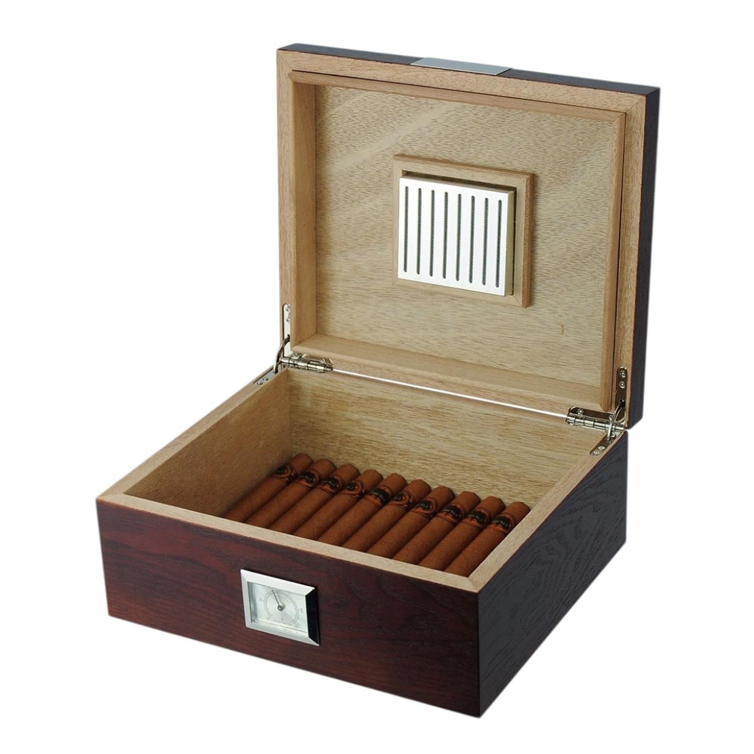 Humidor 25 Puros Antique MDF Caoba Plateado-5