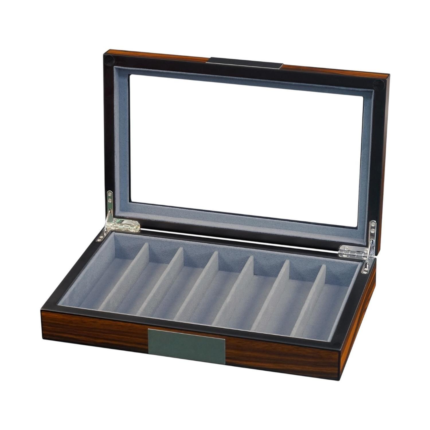 Caja Para Correas De Reloj 7 Espacios Madera Ebano-2