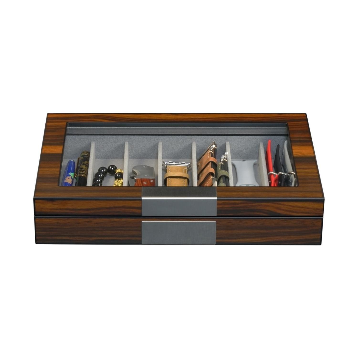 Caja Para Correas De Reloj 7 Espacios Madera Ebano-3