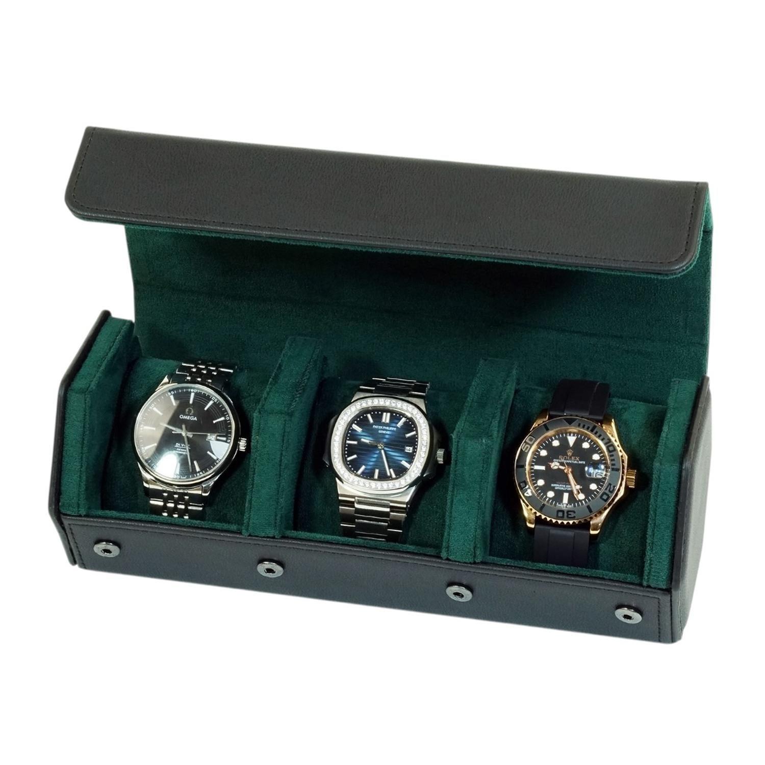 Caja Para Relojes 3 Espacios Hexagonal Negro-3