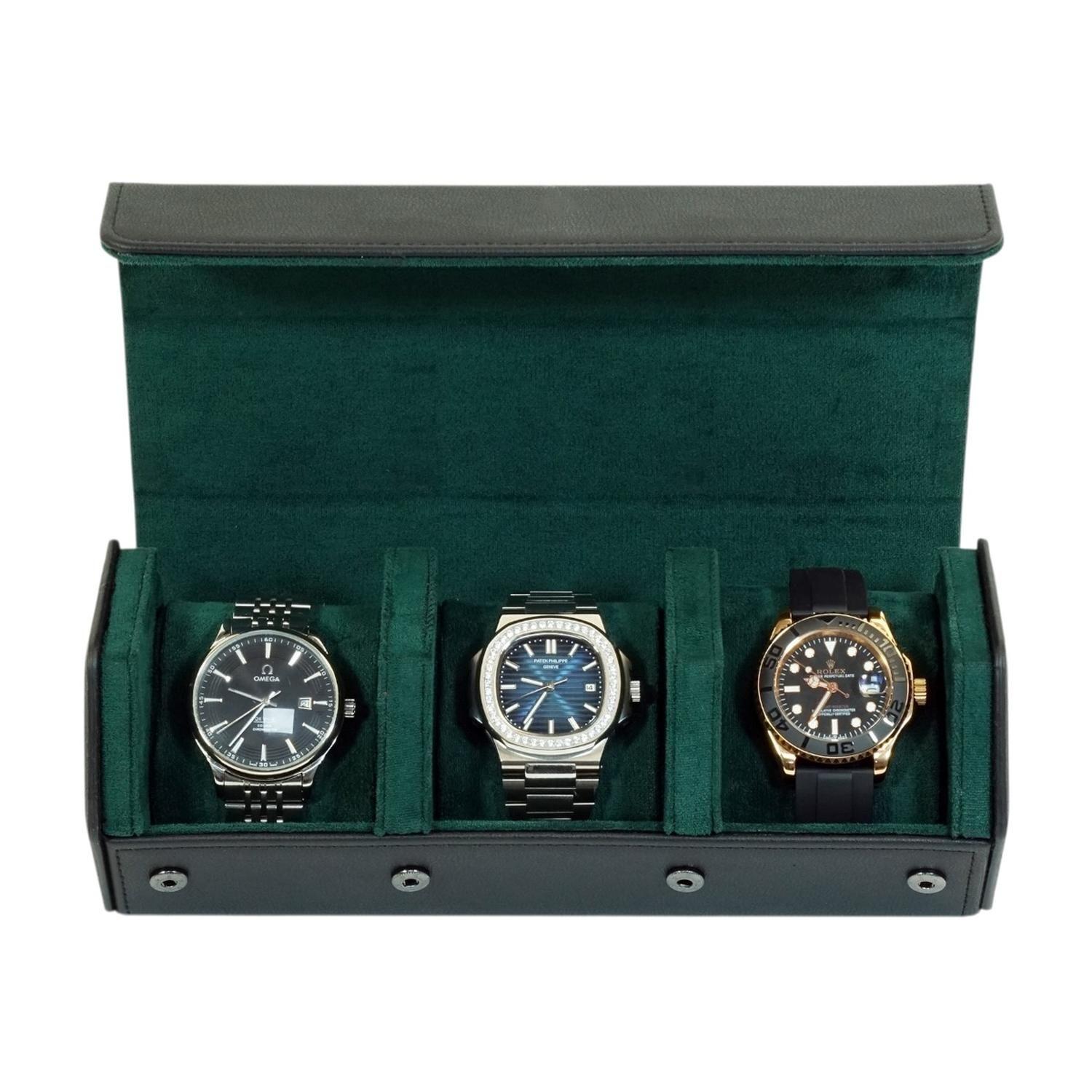 Caja Para Relojes 3 Espacios Hexagonal Negro-6