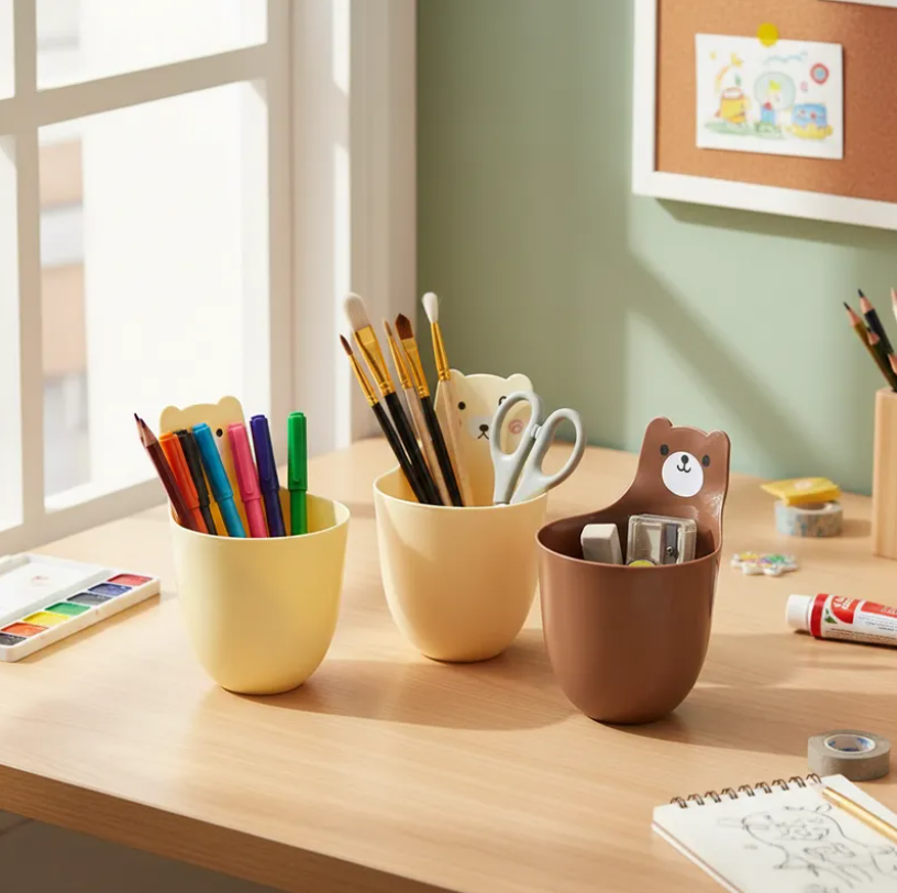 Organizador De Oso De Escritorio De Plastico 3psc-2