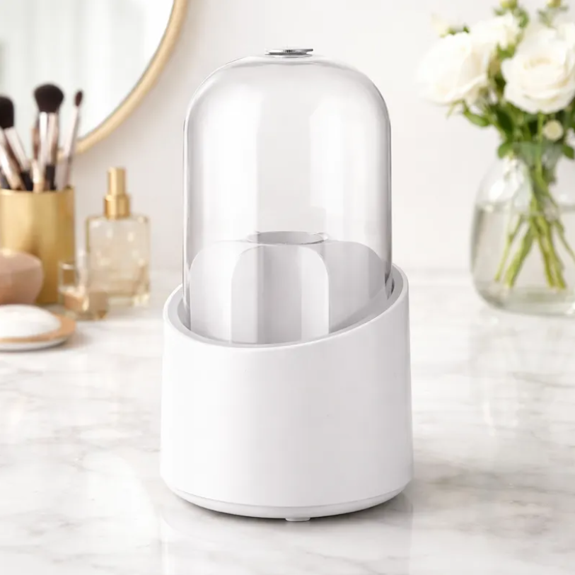 Organizador De Brochas Maquillaje Giratorio Con Tapa Antipolvo-6