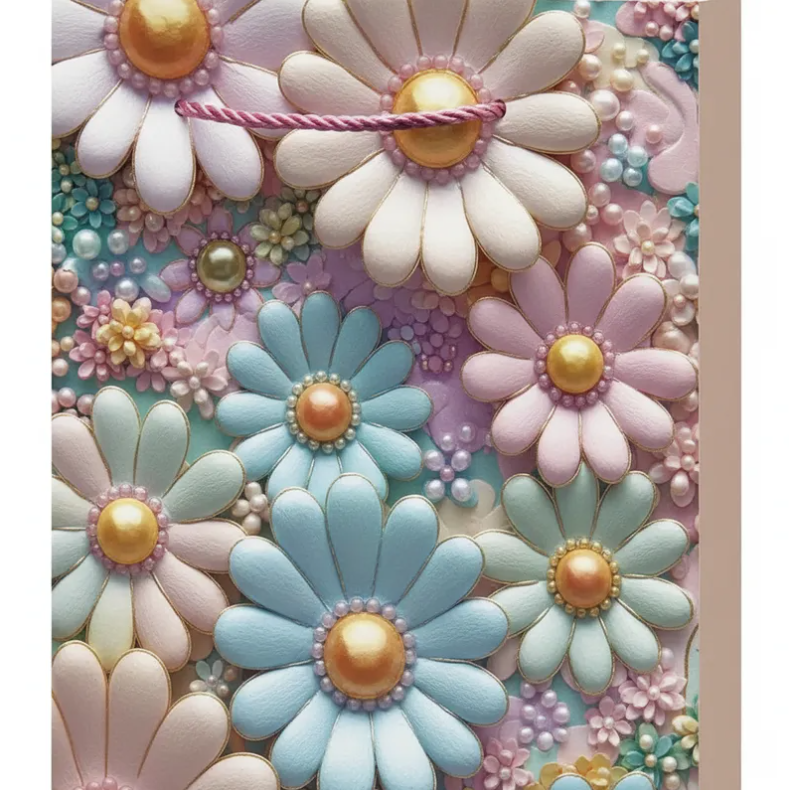 Set x12 Bolsa de Regalo Mediana Flores 3D Pastel 18x24x8 5cm-5