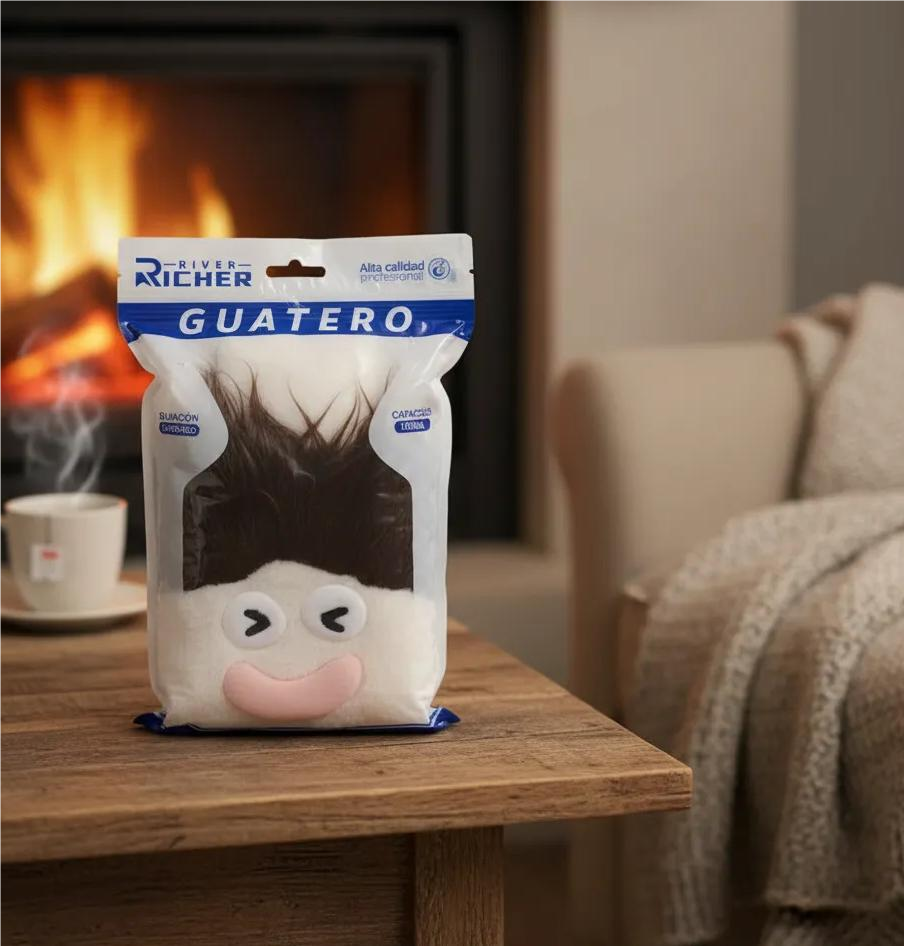 GUATERO 1000ML CON FUNDA DE PELUCHE CON OJOS-2