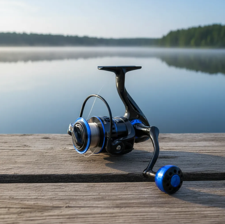 Carrete De Pesca Spinning MA6000 Met lico Negro Y Azul-1