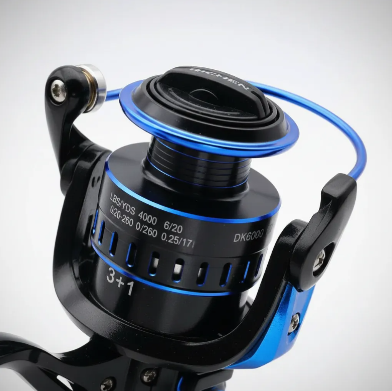Carrete De Pesca Spinning MA6000 Met lico Negro Y Azul-2