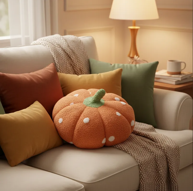 Cojin Decorativo Calabaza Con Lunares 40cm-1