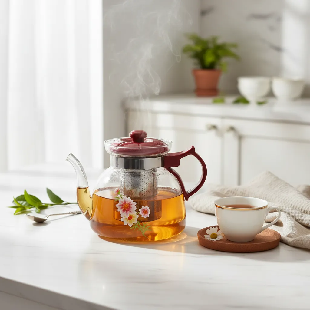 Tetera De Vidrio Con Infusor Floral 1100ml-3