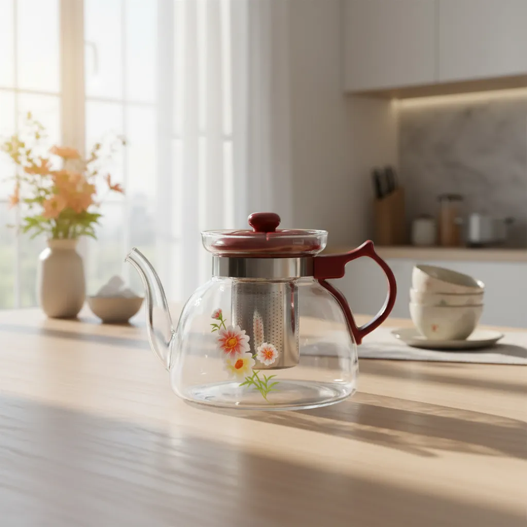 Tetera De Vidrio Con Infusor Floral 1100ml-5