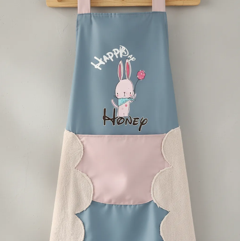 Delantal De Cocina Con Dise o Conejito Y Bolsillo-3