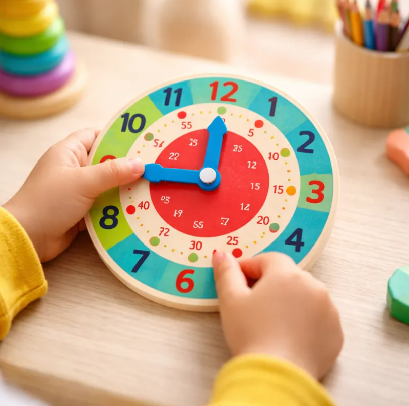 Set x6 Reloj did ctico de madera para aprender la hora 14cm-6