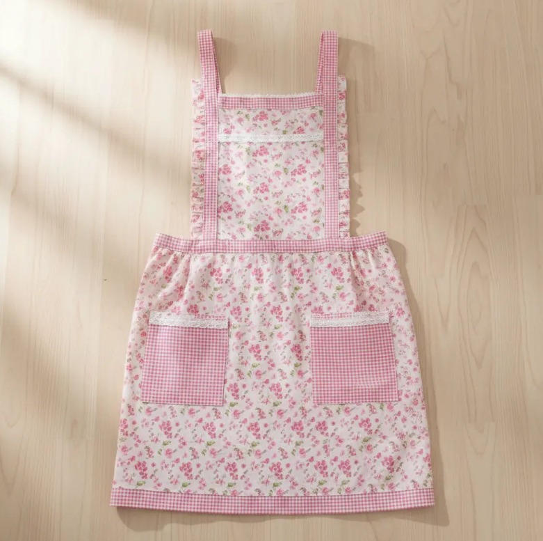 Delantal De Cocina Floreado Con Bolsillos-3