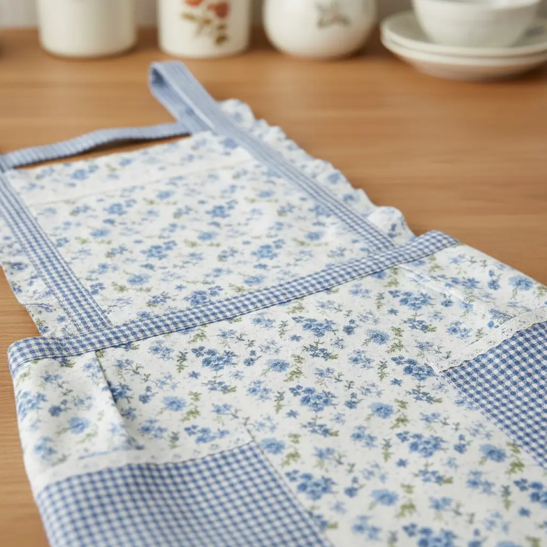 Delantal De Cocina Floreado Con Bolsillos-5