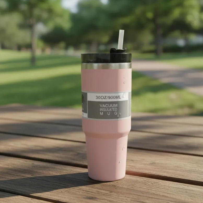 Vaso T rmico 900ml Acero Inoxidable Con Tapa y Bombilla-2