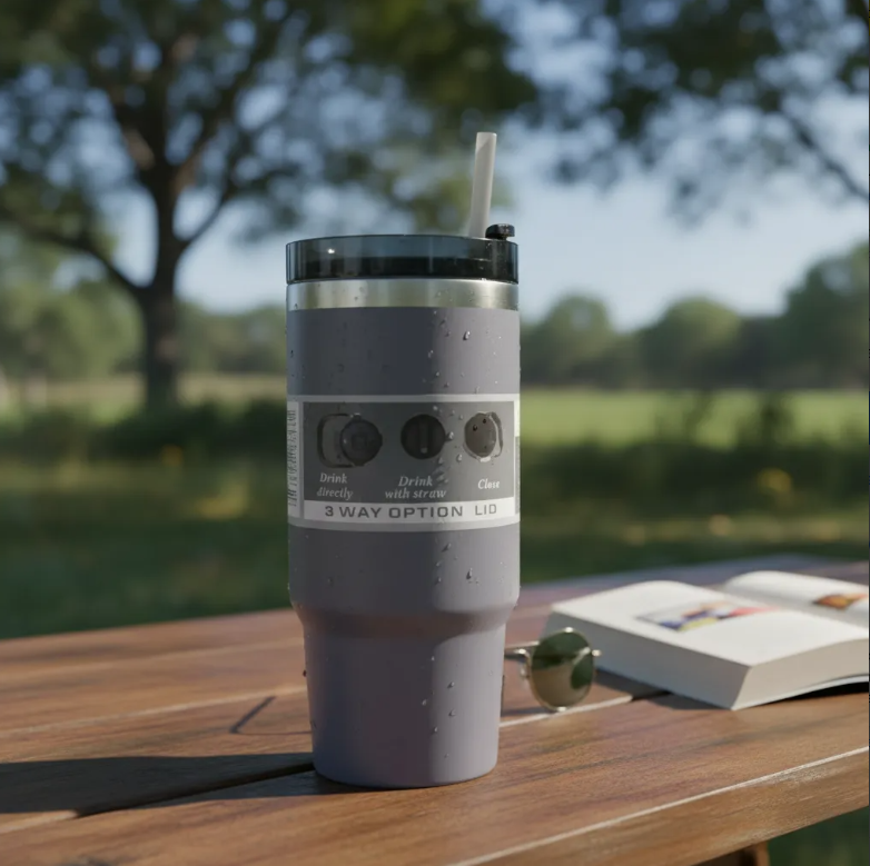 Vaso T rmico 900ml Acero Inoxidable Con Tapa y Bombilla-3