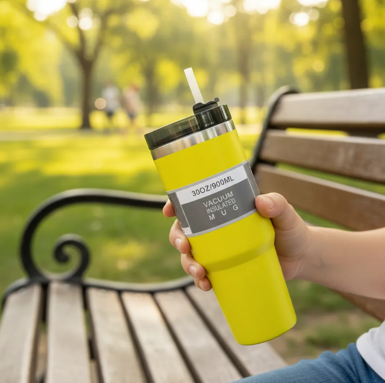 Vaso T rmico 900ml Acero Inoxidable Con Tapa y Bombilla-4