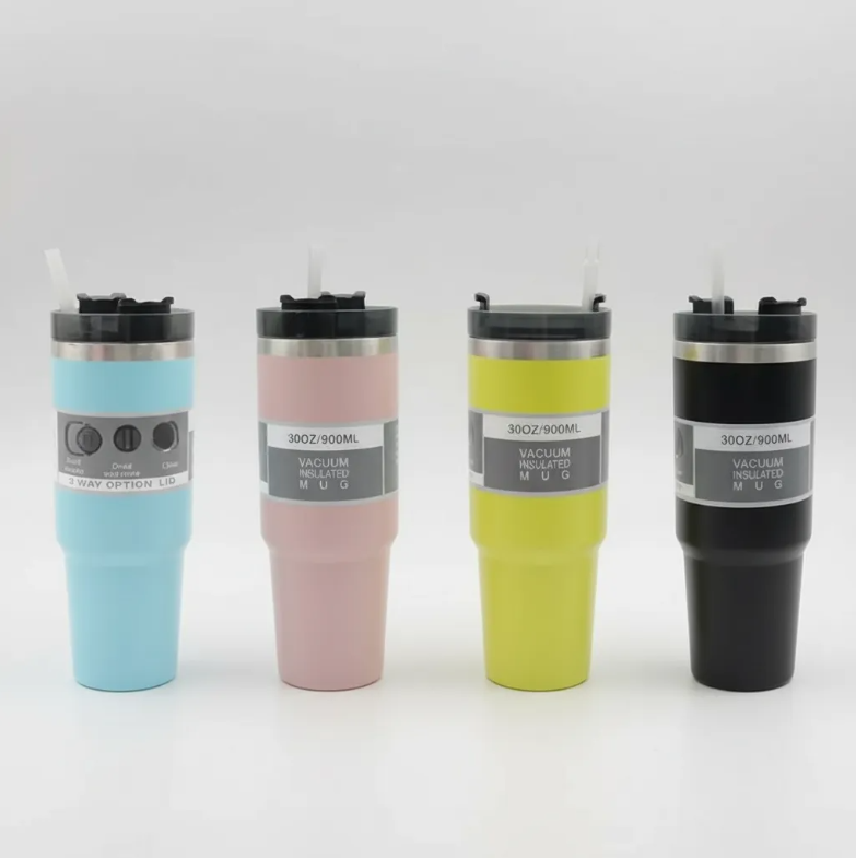 Vaso T rmico 900ml Acero Inoxidable Con Tapa y Bombilla-5