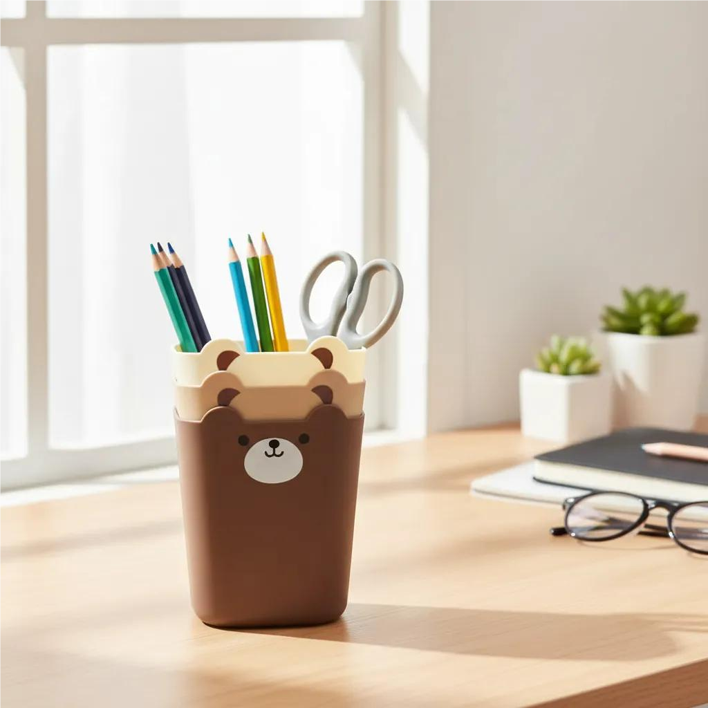 Set 3 Canasto Organizador De Lapices Osito Kawaii-1