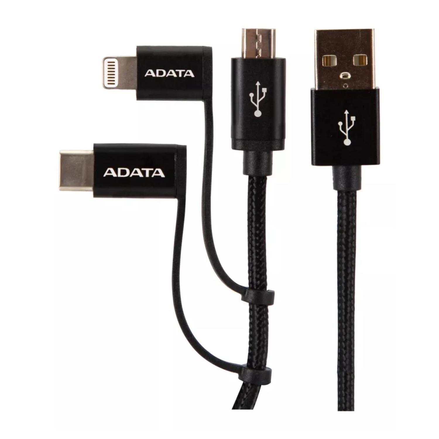 Cable De Carga 3 En 1 USB Negro-2