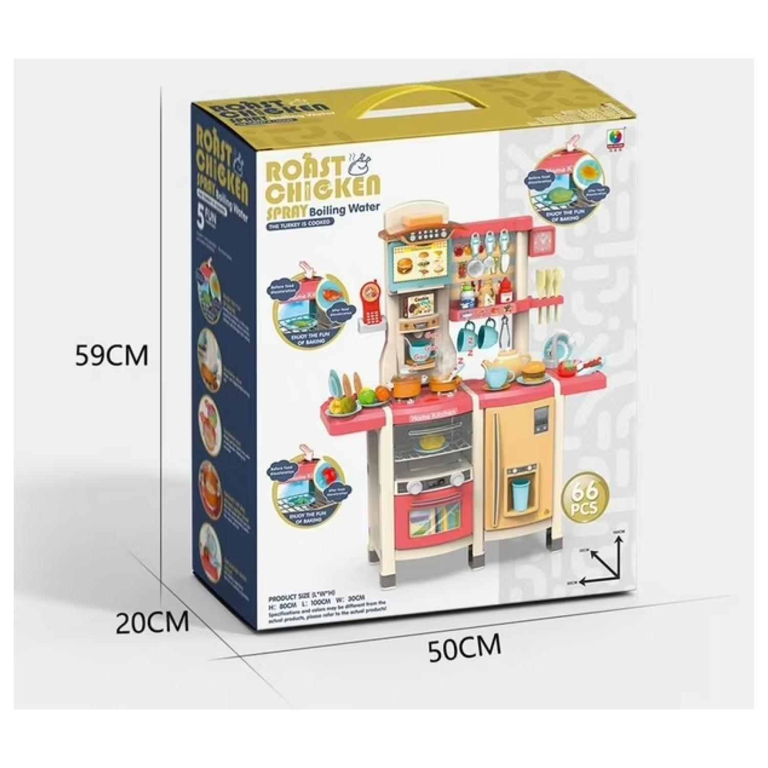 Juguete Cocina 66 Piezas 100cm Interactiva Rosada Infantil-4