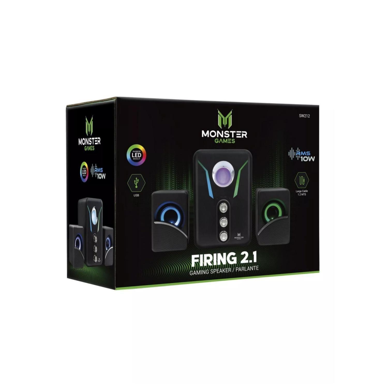 Sistema De Sonido Subwoofer AUX USB Firing 2.1 Monster Games-3