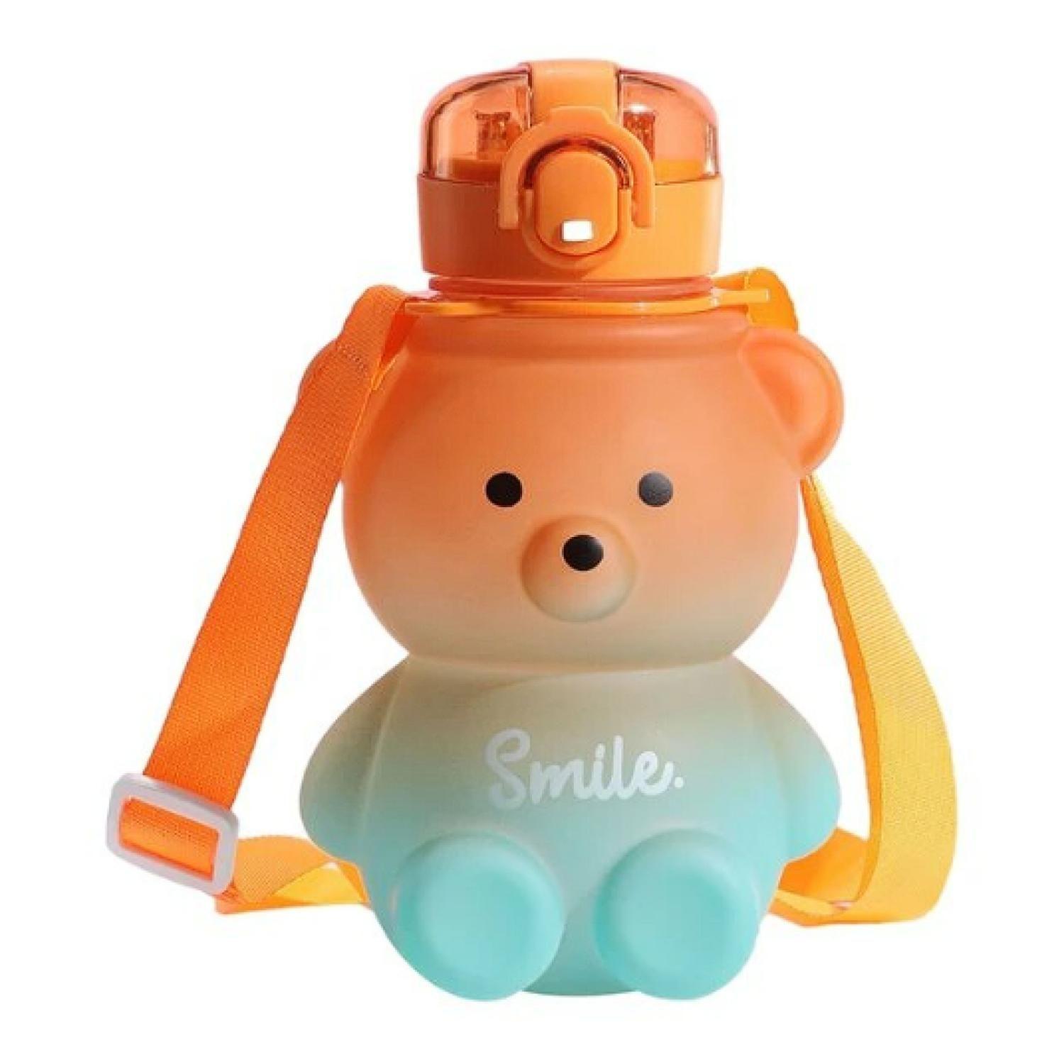 Botella De Agua Motivacional Coquette 800ml Oso Termo Naranja-0