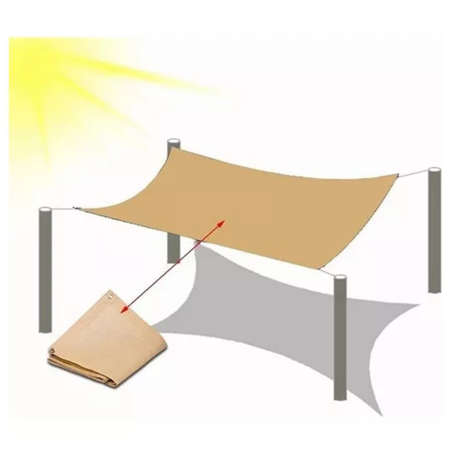 Toldo Vela Malla Sombreadora Rectangular Beige 3x4Mts Malla Raschel-5