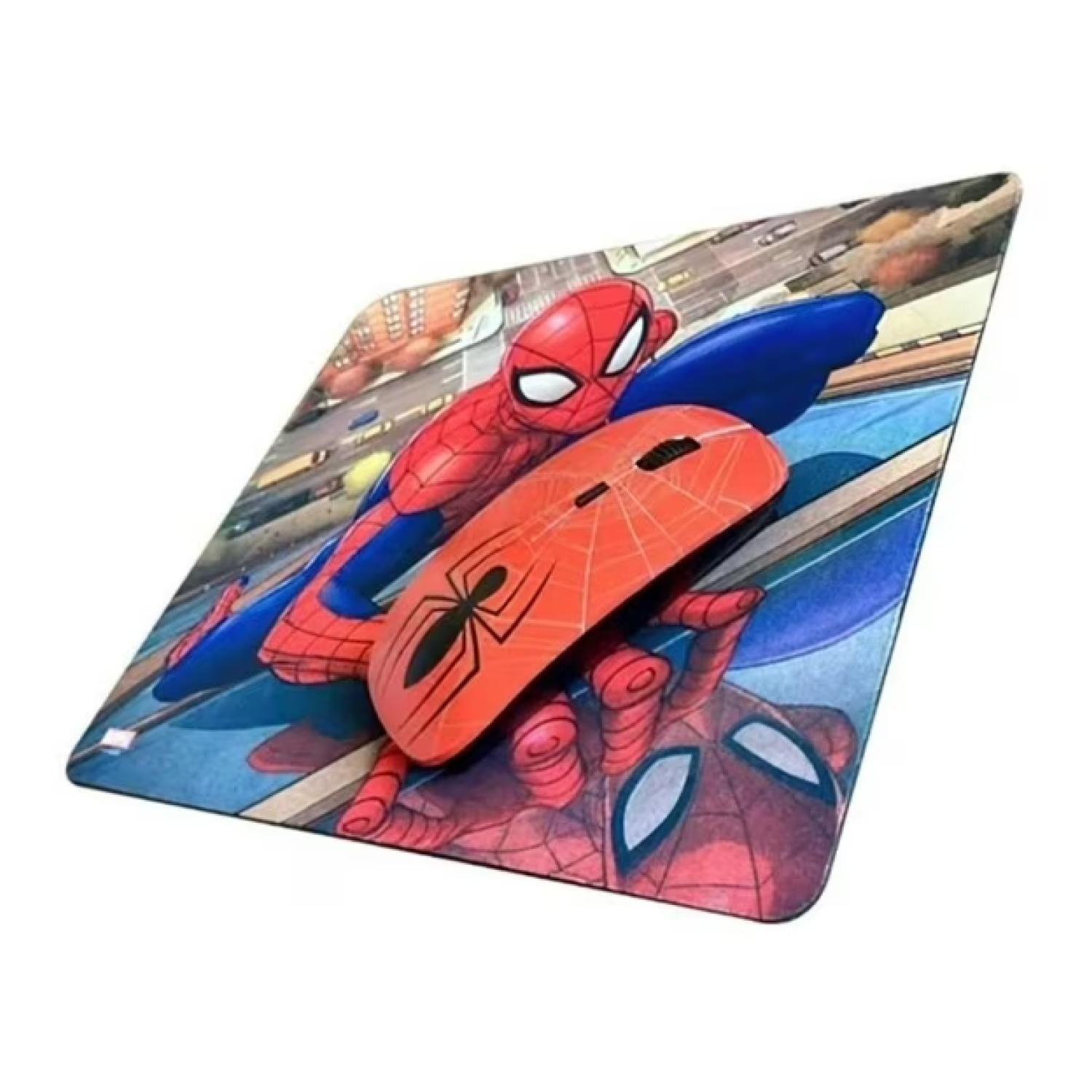 Kit Mouse Inalambrico USB 3B Rojo Y MousePad Spider Man-2