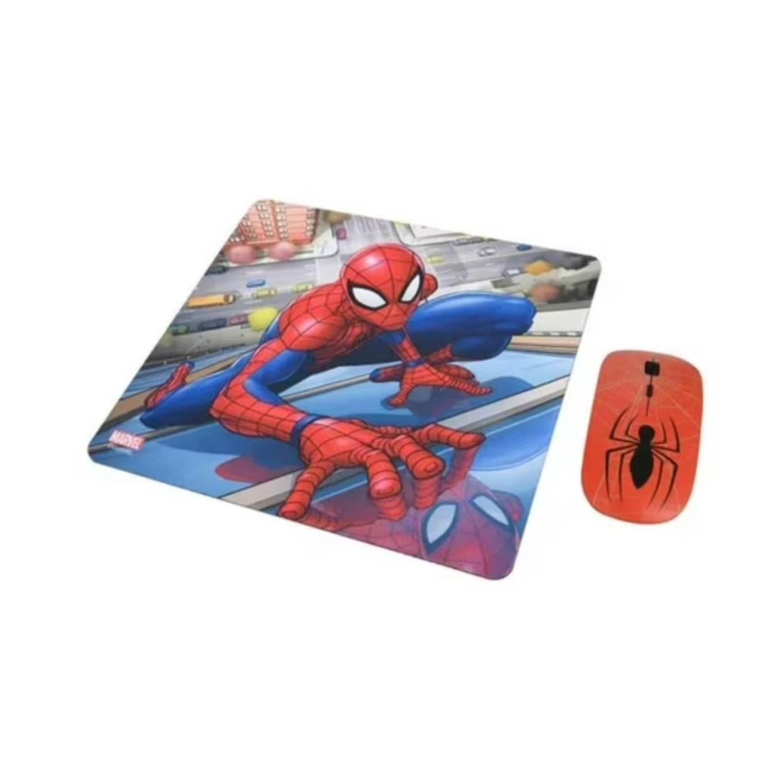 Kit Mouse Inalambrico USB 3B Rojo Y MousePad Spider Man-3