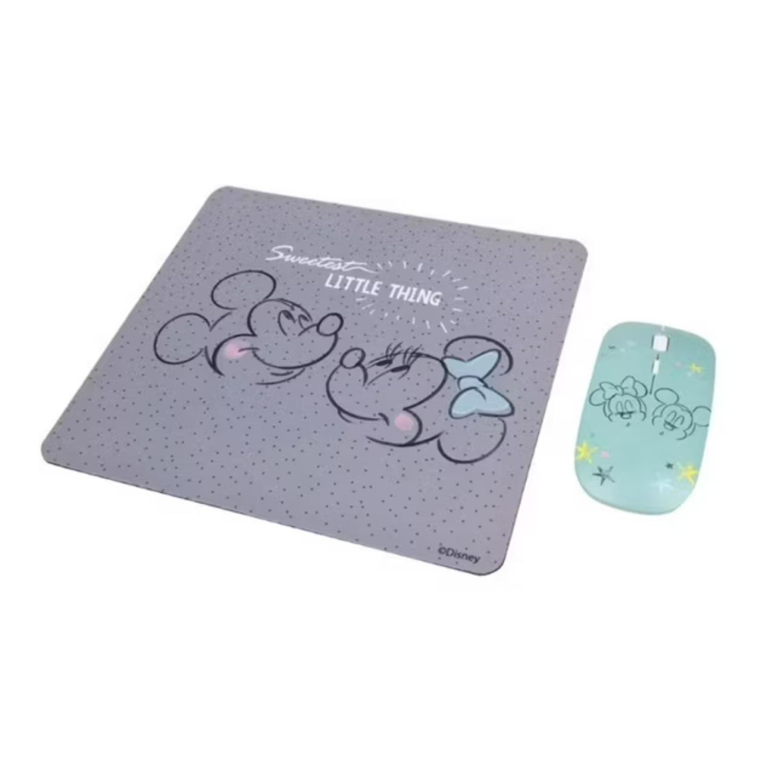 Kit Mouse Inalambrico USB 3B Y MousePad Gris Minnie Mouse-2