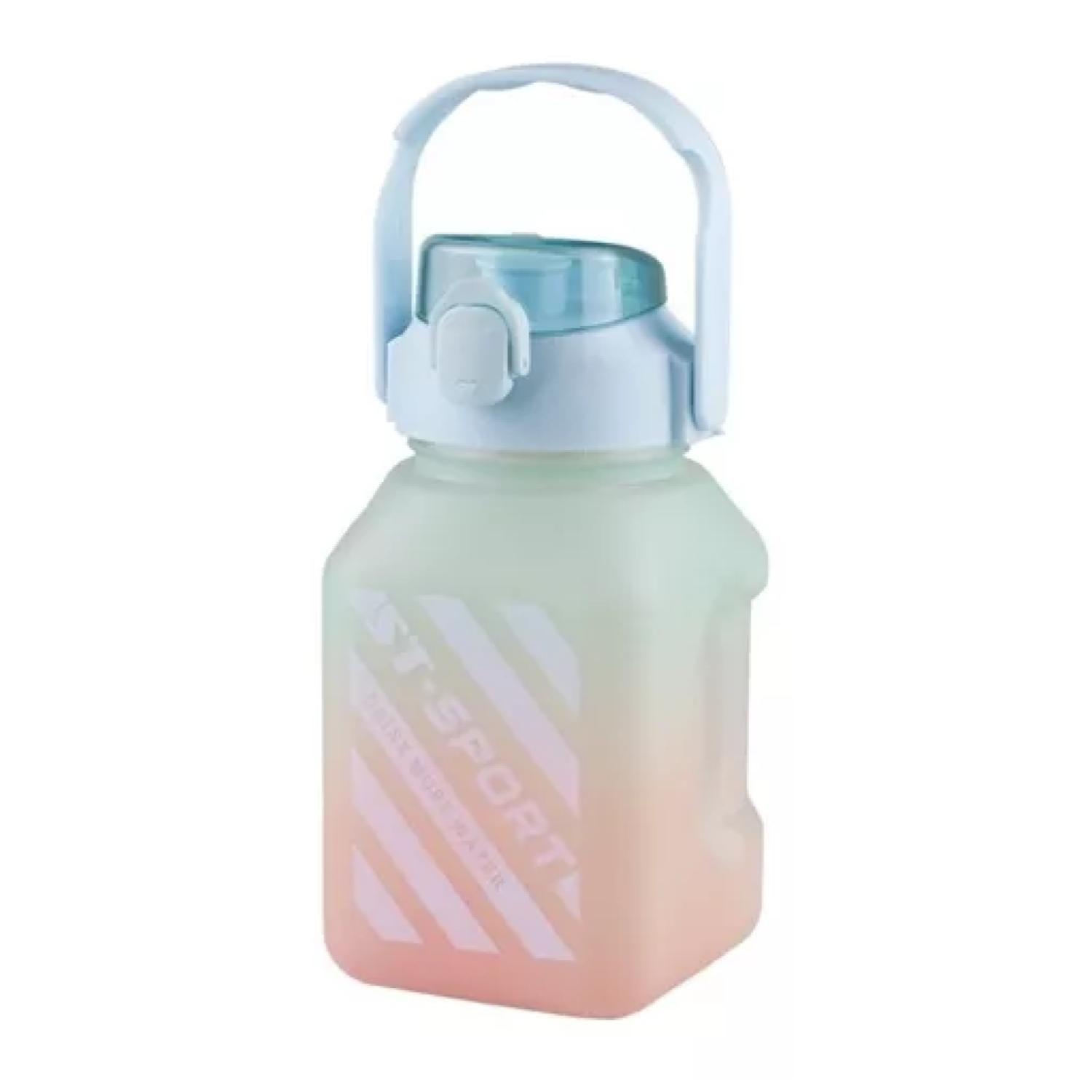 Botella De Agua Motivacional 1500ml Cuadrada Termo Celeste-1