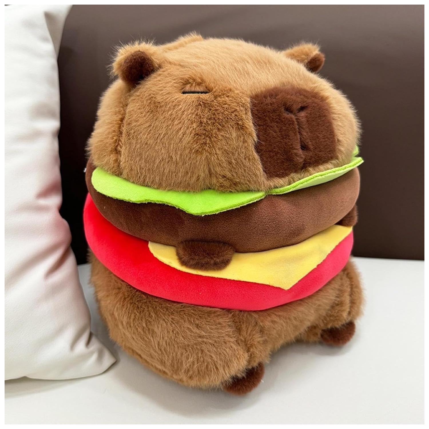 Juguete Peluche Capibara 20cm Con Hamburguesa Infantil-3